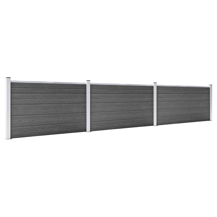 Schuttingpanelenset 526x105 cm HKC zwart Zwart 3 secties