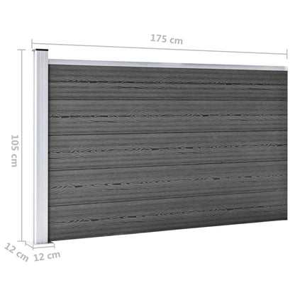 Schuttingpanelenset 526x105 cm HKC zwart Zwart 3 secties