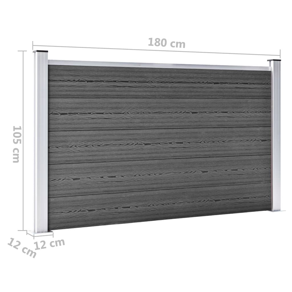 Schuttingpanelenset 526x105 cm HKC zwart Zwart 3 secties