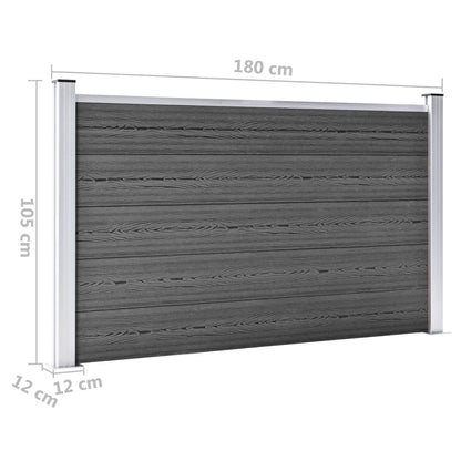 Schuttingpanelenset 526x105 cm HKC zwart Zwart 3 secties