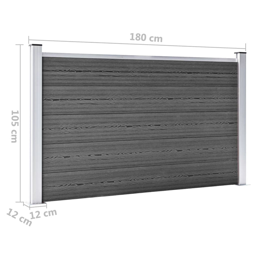 Schuttingpanelenset 526x105 cm HKC zwart Zwart 3 secties