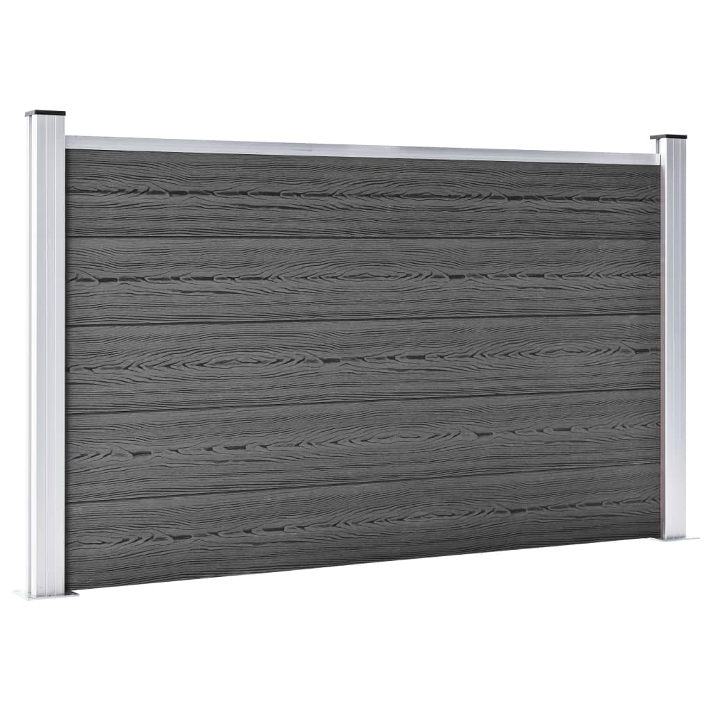 Schuttingpanelenset 526x105 cm HKC zwart Zwart 3 secties