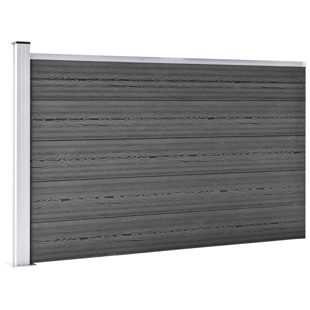 Schuttingpanelenset 526x105 cm HKC zwart Zwart 3 secties