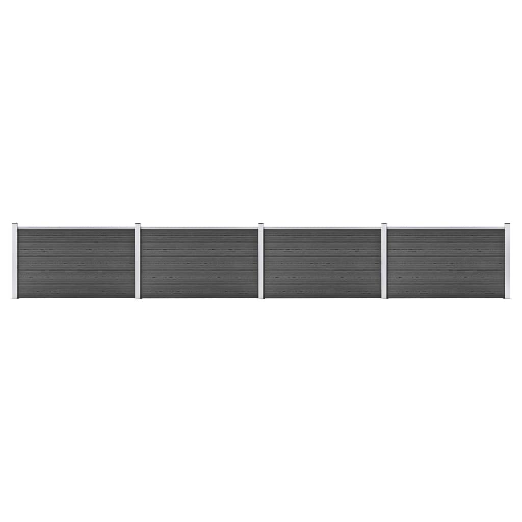 Schuttingpanelenset 699x105 cm HKC zwart Zwart 4 secties