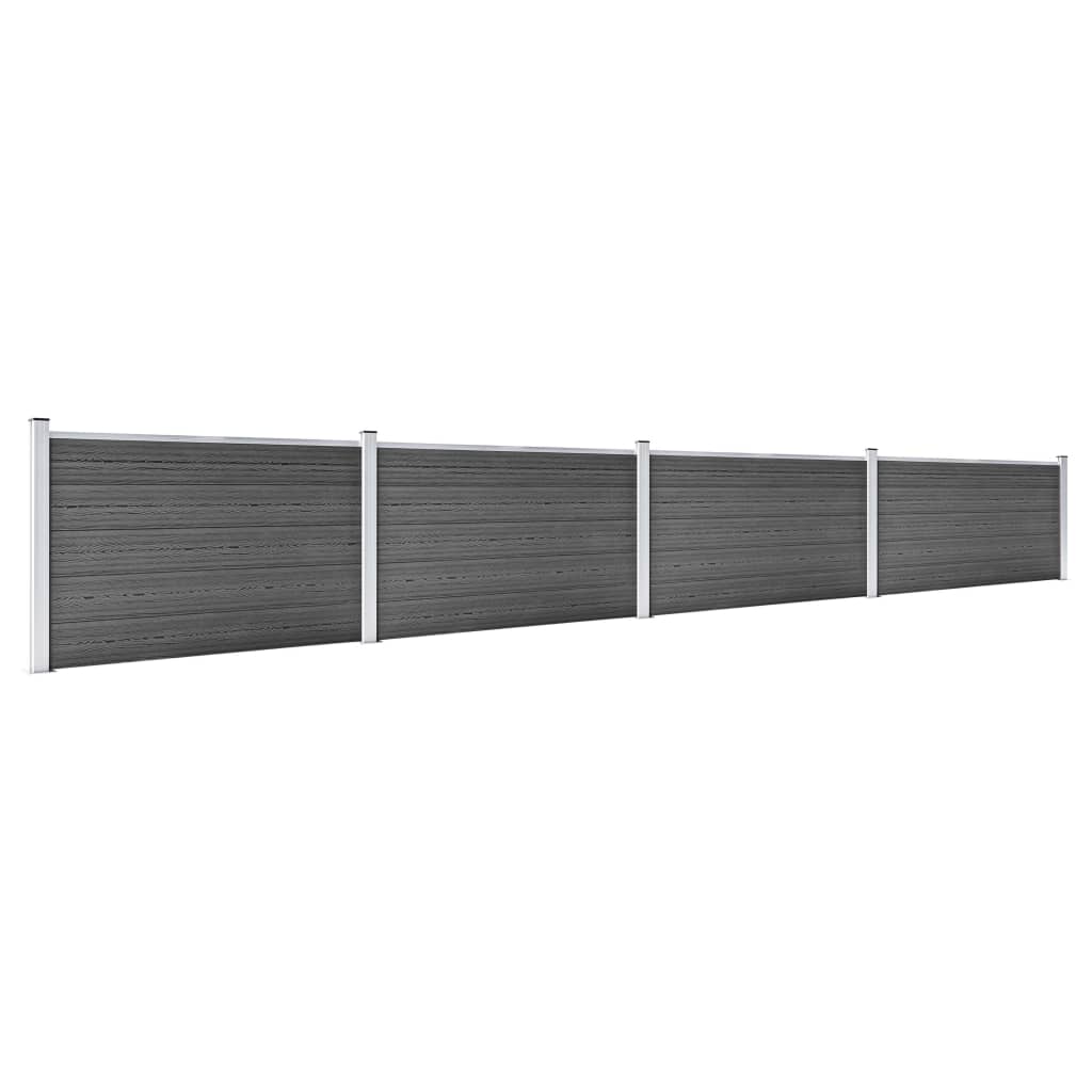Schuttingpanelenset 699x105 cm HKC zwart Zwart 4 secties