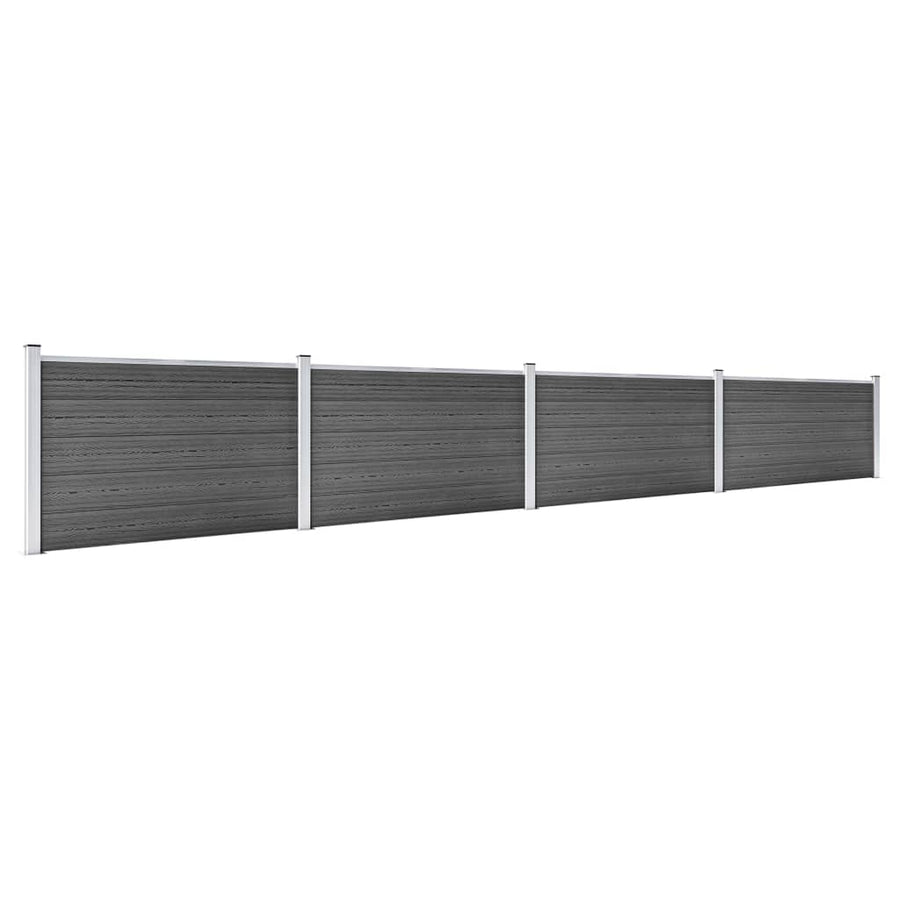Schuttingpanelenset 699x105 cm HKC zwart Zwart 4 secties