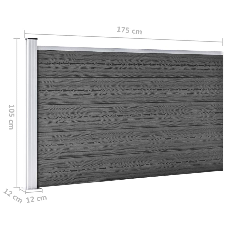Schuttingpanelenset 699x105 cm HKC zwart Zwart 4 secties