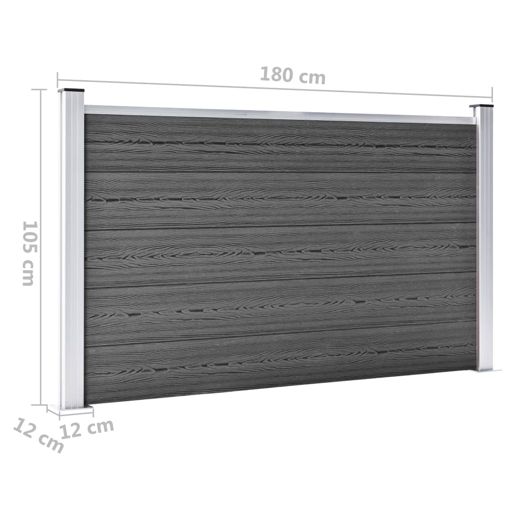 Schuttingpanelenset 699x105 cm HKC zwart Zwart 4 secties