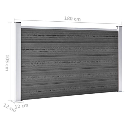 Schuttingpanelenset 699x105 cm HKC zwart Zwart 4 secties