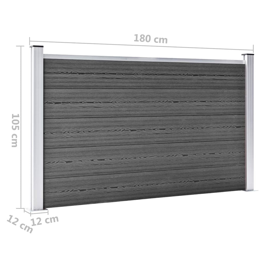 Schuttingpanelenset 699x105 cm HKC zwart Zwart 4 secties