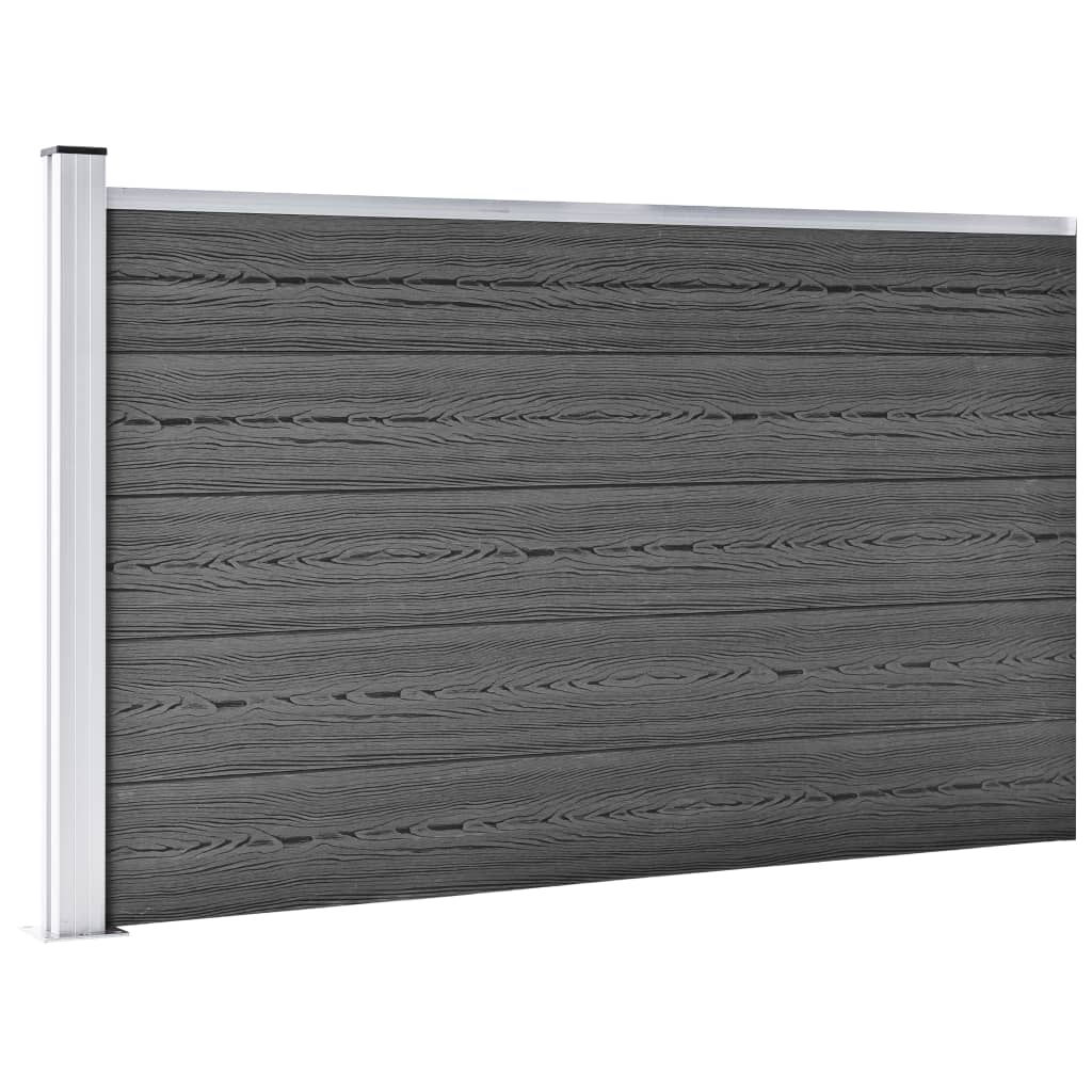 Schuttingpanelenset 699x105 cm HKC zwart Zwart 4 secties