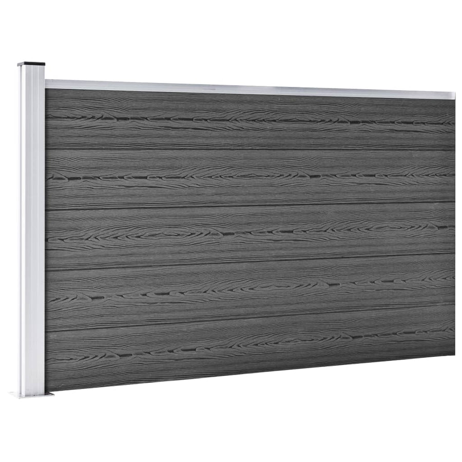Schuttingpanelenset 699x105 cm HKC zwart Zwart 4 secties