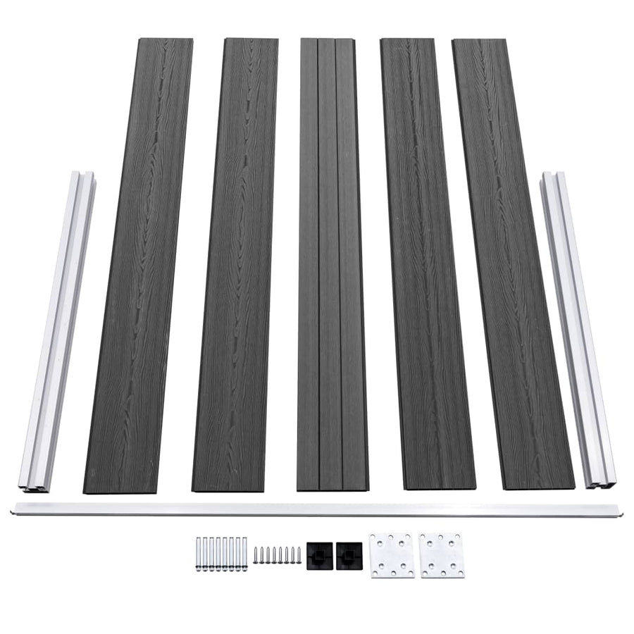 Schuttingpanelenset 699x105 cm HKC zwart Zwart 4 secties