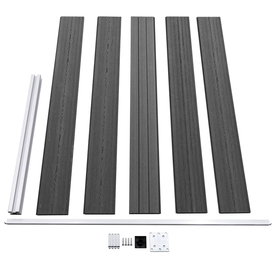 Schuttingpanelenset 699x105 cm HKC zwart Zwart 4 secties