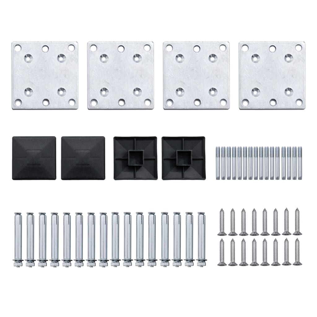 Schuttingpanelenset 699x105 cm HKC zwart Zwart 4 secties