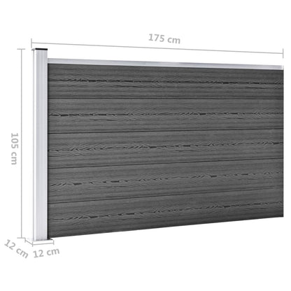 Schuttingpanelenset 872x105 cm HKC zwart Zwart