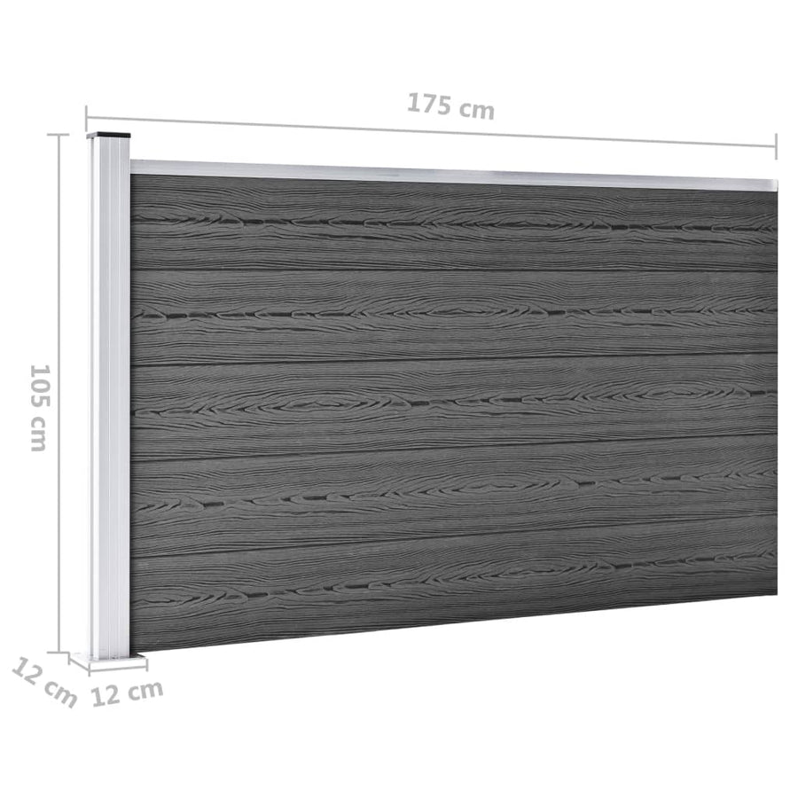 Schuttingpanelenset 872x105 cm HKC zwart Zwart