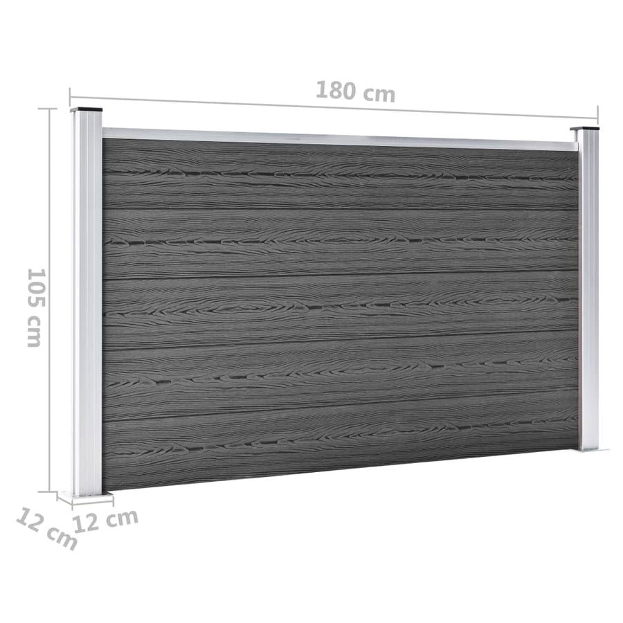 Schuttingpanelenset 872x105 cm HKC zwart Zwart