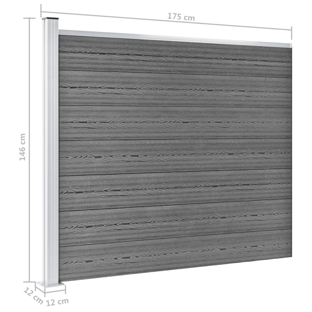 Schuttingpanelenset 699x146 cm HKC grijs 699 x 146 cm Grijs