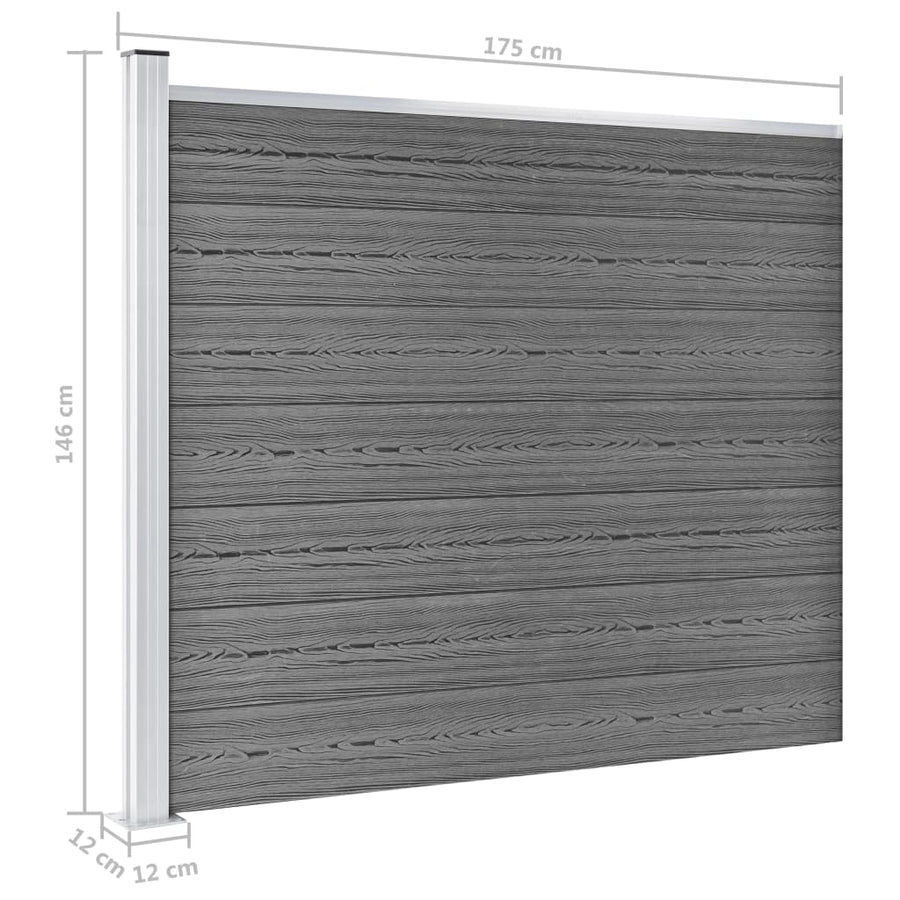 Schuttingpanelenset 699x146 cm HKC grijs 699 x 146 cm Grijs