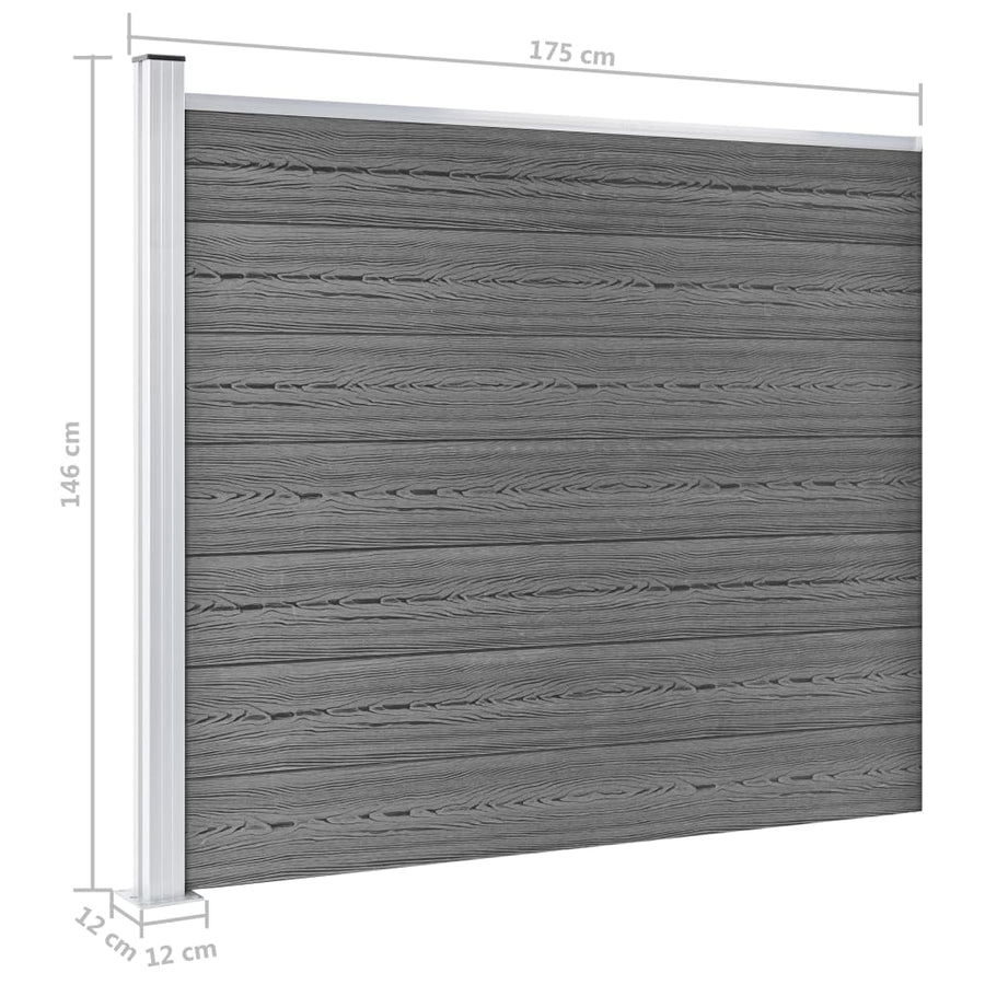 Schuttingpanelenset 872x146 cm HKC grijs 872 x 146 cm Grijs