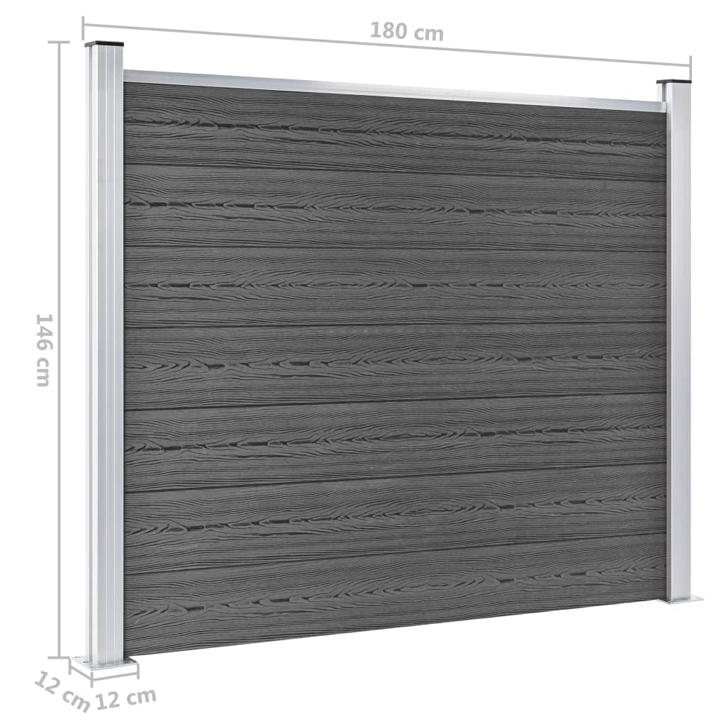 Schuttingpanelenset Hkc 353 x 146 cm Zwart