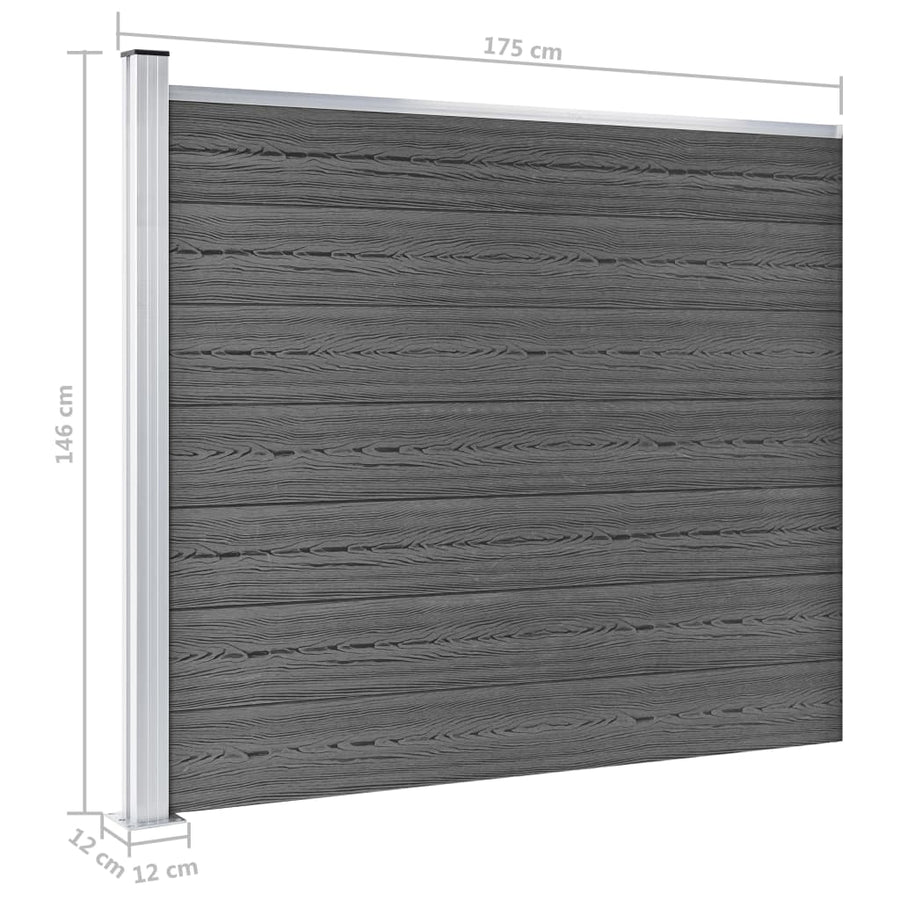 Schuttingpanelenset Hkc 353 x 146 cm Zwart
