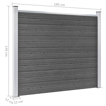 Schuttingpanelenset Hkc 526 x 146 cm Zwart