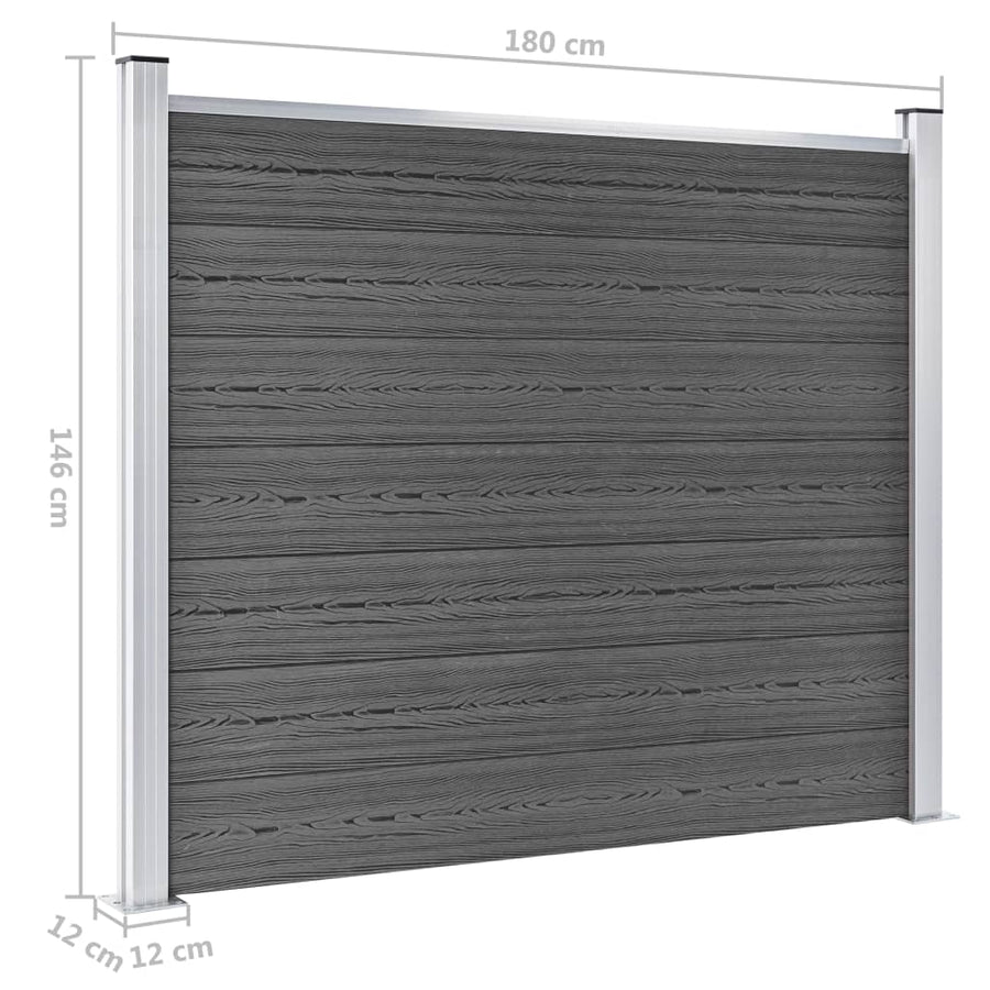 Schuttingpanelenset Hkc 526 x 146 cm Zwart