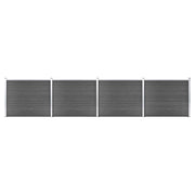 Schuttingpanelenset 699x146 cm zwart met witte palen