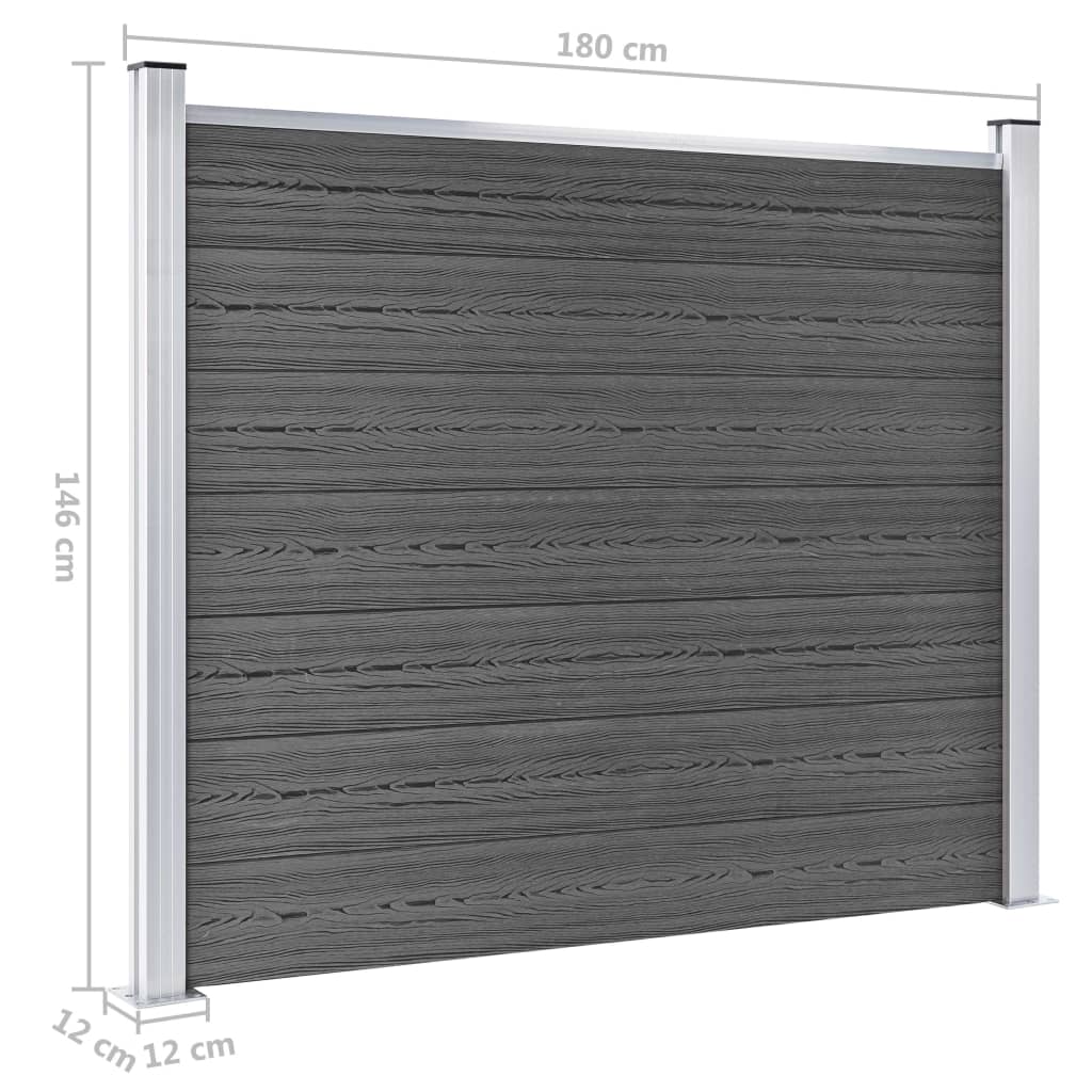 Schuttingpanelenset Hkc 699 x 146 cm Zwart