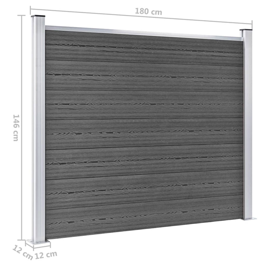 Schuttingpanelenset Hkc 699 x 146 cm Zwart
