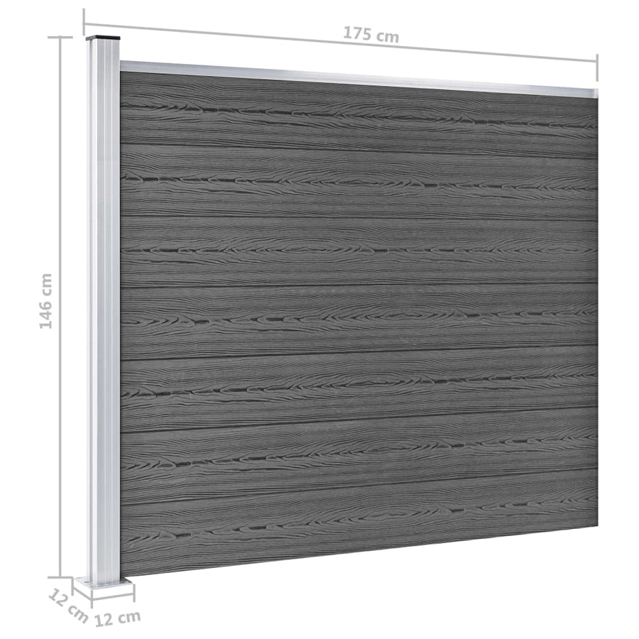 Schuttingpanelenset Hkc 699 x 146 cm Zwart
