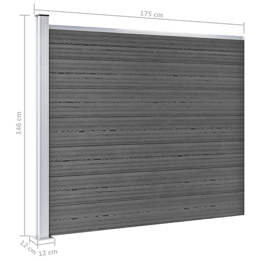 Schuttingpanelenset Hkc 872 x 146 cm Zwart