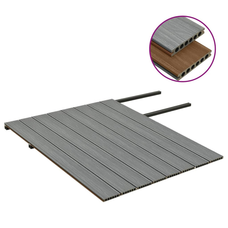 Terrasplanken met accessoires 16 m² 2,2 m HKC bruin en grijs 16 m² 2.2 m