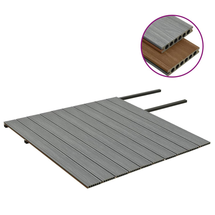 Terrasplanken met accessoires 20 m² 2,2 m HKC bruin en grijs 20 m² 2.2 m