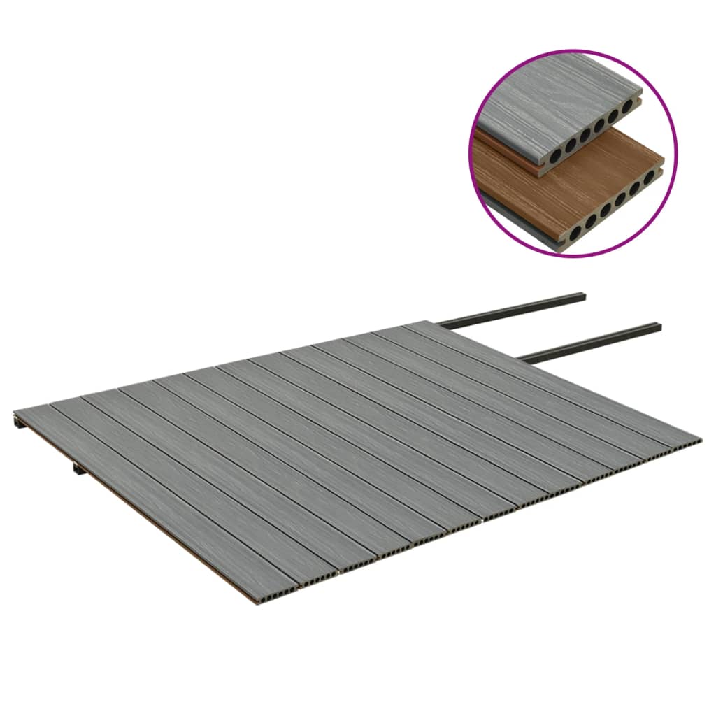 Terrasplanken met accessoires 26 m² 2,2 m HKC bruin en grijs 26 m² 2.2 m