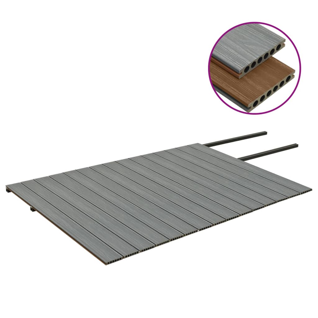 Terrasplanken met accessoires 30 m² 2,2 m HKC bruin en grijs 30 m² 2.2 m