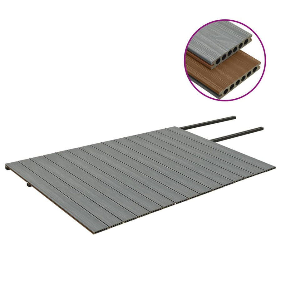 Terrasplanken met accessoires 30 m² 2,2 m HKC bruin en grijs 30 m² 2.2 m