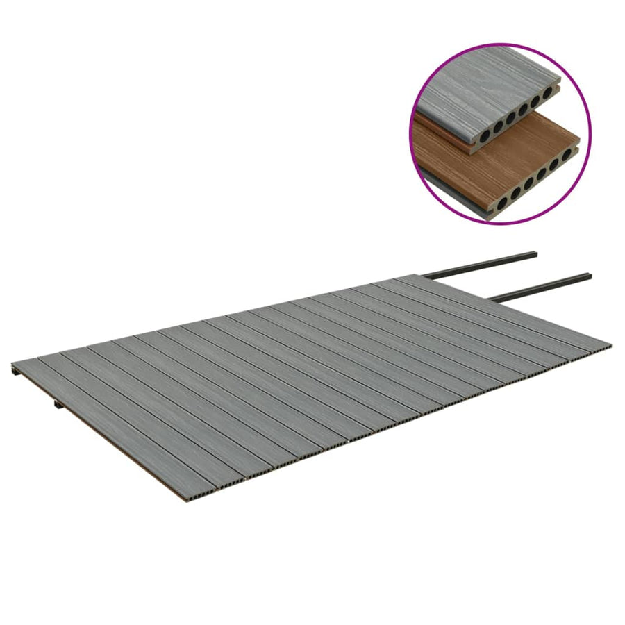 Terrasplanken met accessoires 36 m² 2,2 m HKC bruin en grijs 36 m² 2.2 m