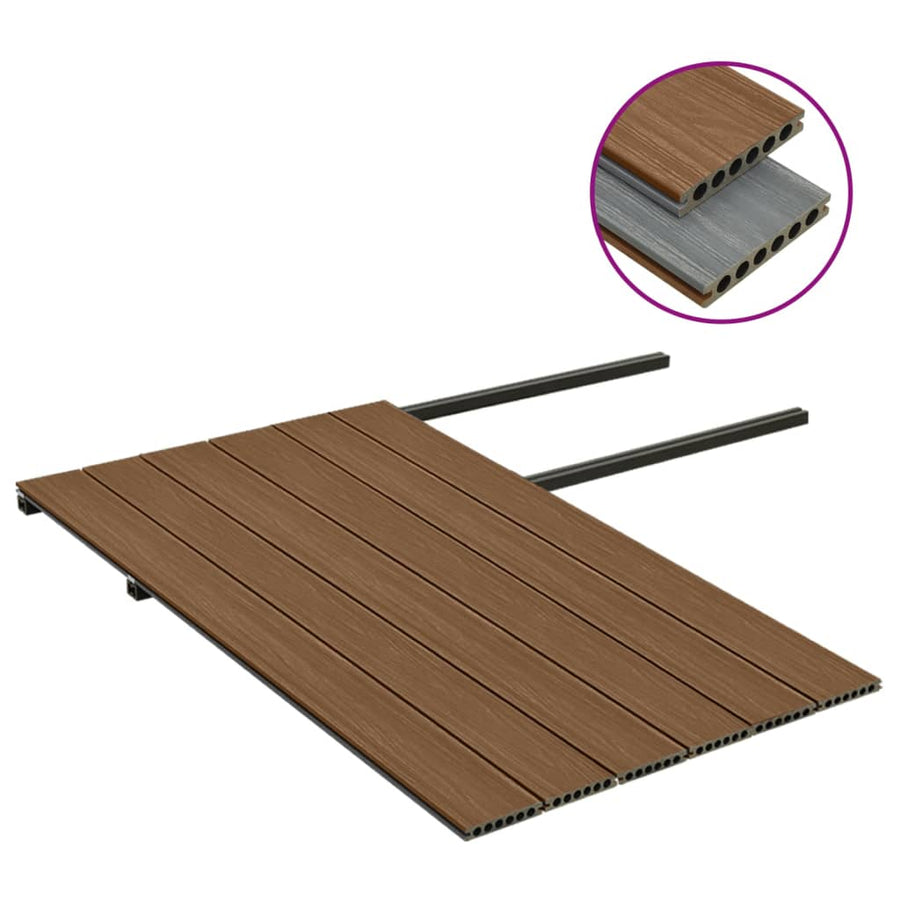 Terrasplanken met accessoires 15 m² 4 m HKC bruin en grijs 15 m² 4 m