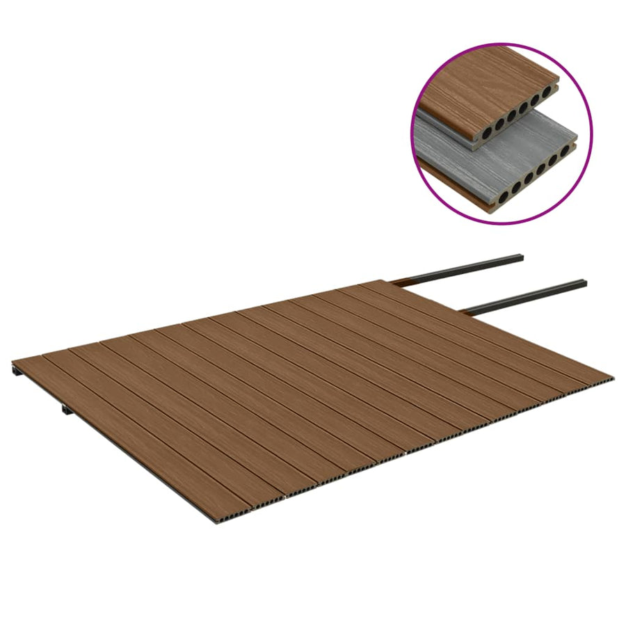 Terrasplanken met accessoires 35 m² 4 m HKC bruin en grijs 35 m² 4 m