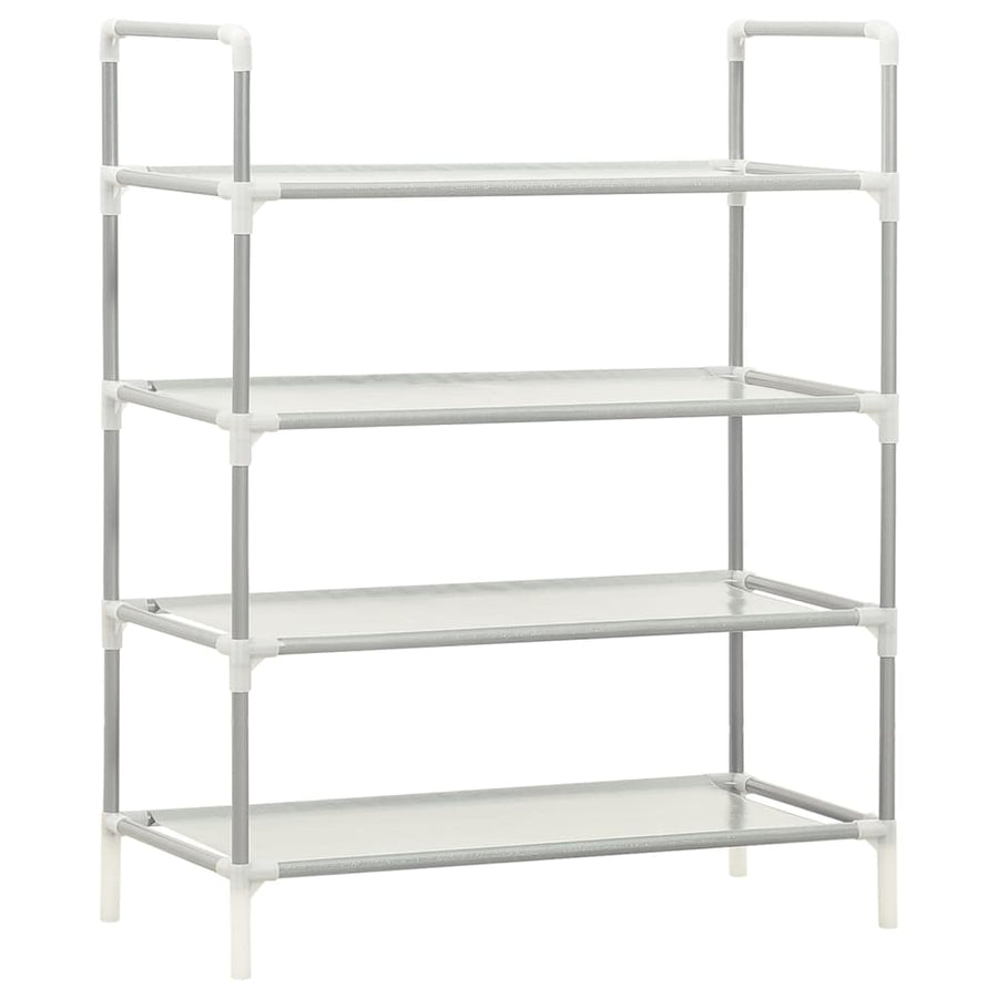 Schoenenrek met 4 schappen metaal en nonwoven stof zilverkleur 60 x 29 x 71 cm Zilver