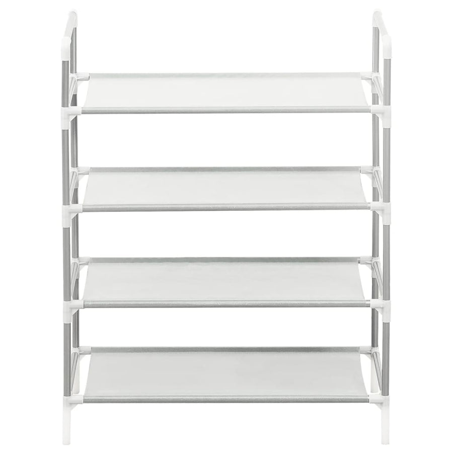 Schoenenrek met 4 schappen metaal en nonwoven stof zilverkleur 60 x 29 x 71 cm Zilver