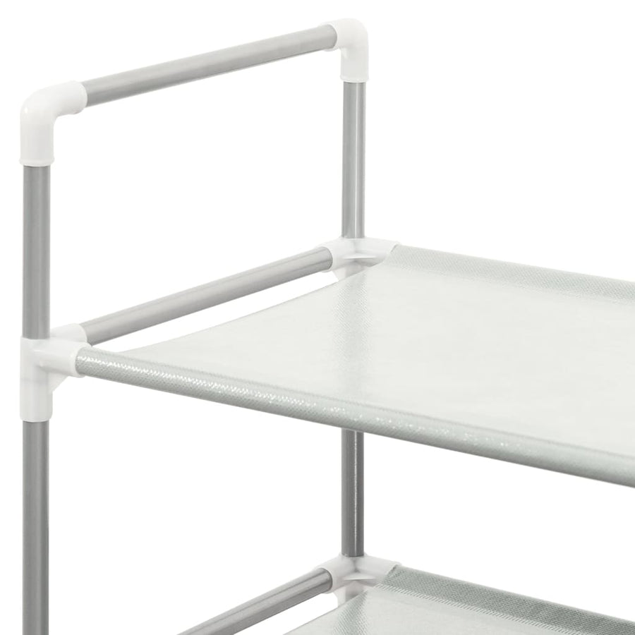 Schoenenrek met 4 schappen metaal en nonwoven stof zilverkleur 60 x 29 x 71 cm Zilver