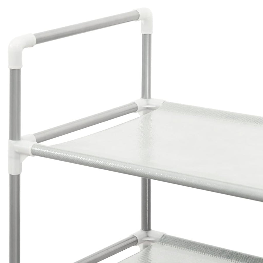 Schoenenrek met 8 schappen metaal en nonwoven stof zilverkleur 60 x 28 x 140 cm Zilver