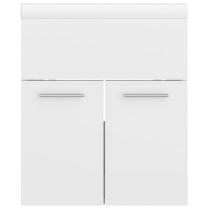 Wastafelkast met ingebouwde wastafel spaanplaat hoogglans wit 41 x 38.5 x 46 cm zonder kraan & afvoer