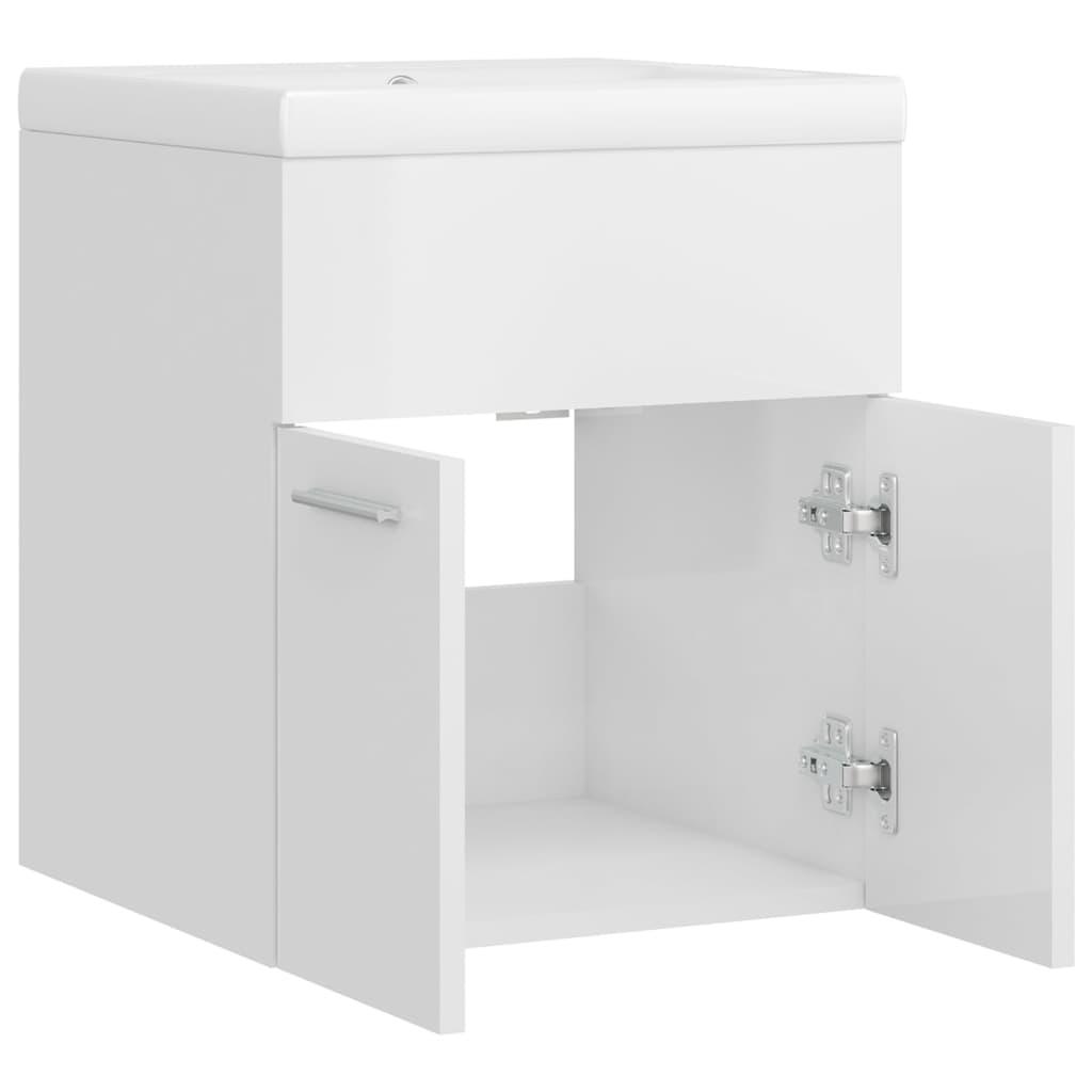 Wastafelkast met ingebouwde wastafel spaanplaat hoogglans wit 41 x 38.5 x 46 cm zonder kraan & afvoer