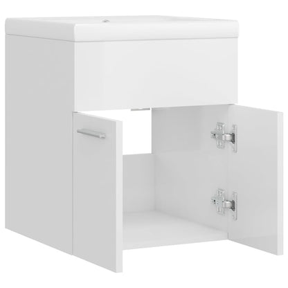 Wastafelkast met ingebouwde wastafel spaanplaat hoogglans wit 41 x 38.5 x 46 cm zonder kraan & afvoer
