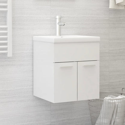 Wastafelkast met ingebouwde wastafel spaanplaat hoogglans wit 41 x 38.5 x 46 cm zonder kraan & afvoer